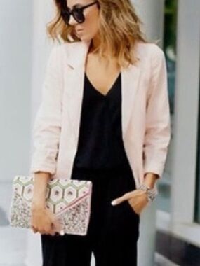 ARITZIA Talula Open Front Lightweight Blazer Jacket Ballet Pink Blush 8